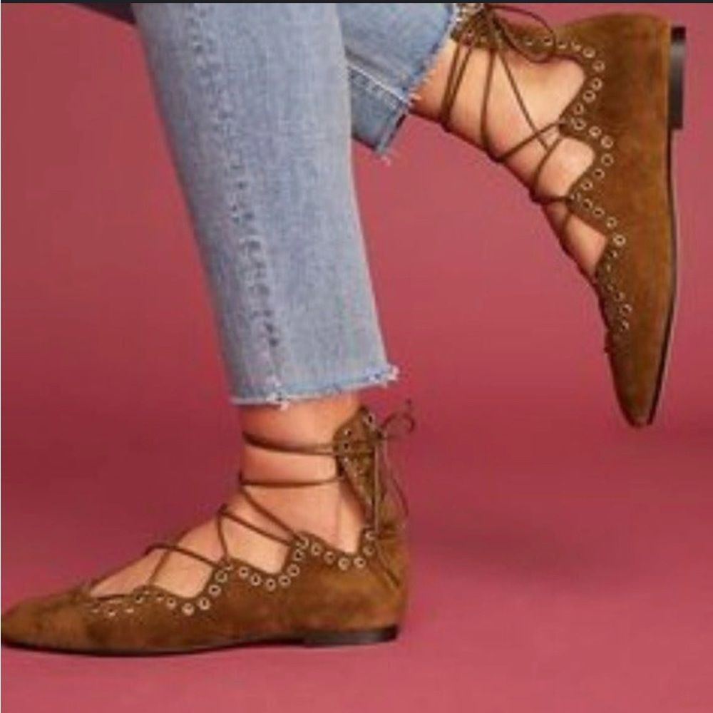 Anthropologie Lace Up Flats